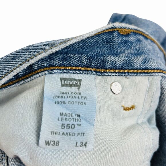 Levis Men 550 Jeans 38x26 Relaxed Fit Straight Leg Medium Wash Tagged 38x34 READ - Picture 9 of 11